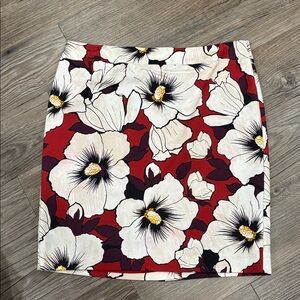 Ann Taylor Red and Cream Floral Skirt